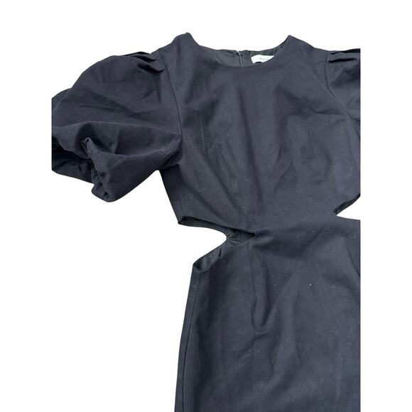 Moodie Crew Neck Puff Sleeve Cutout Midi Dress Black Size Large - Picture 9 of 10
